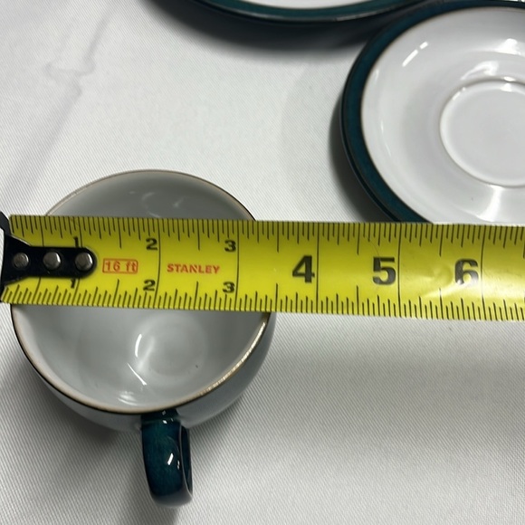 Denby, Greenwich Dish set Footed Cup, Saucer, & Lunch Plate Green & white 3 pc - Picture 10 of 11